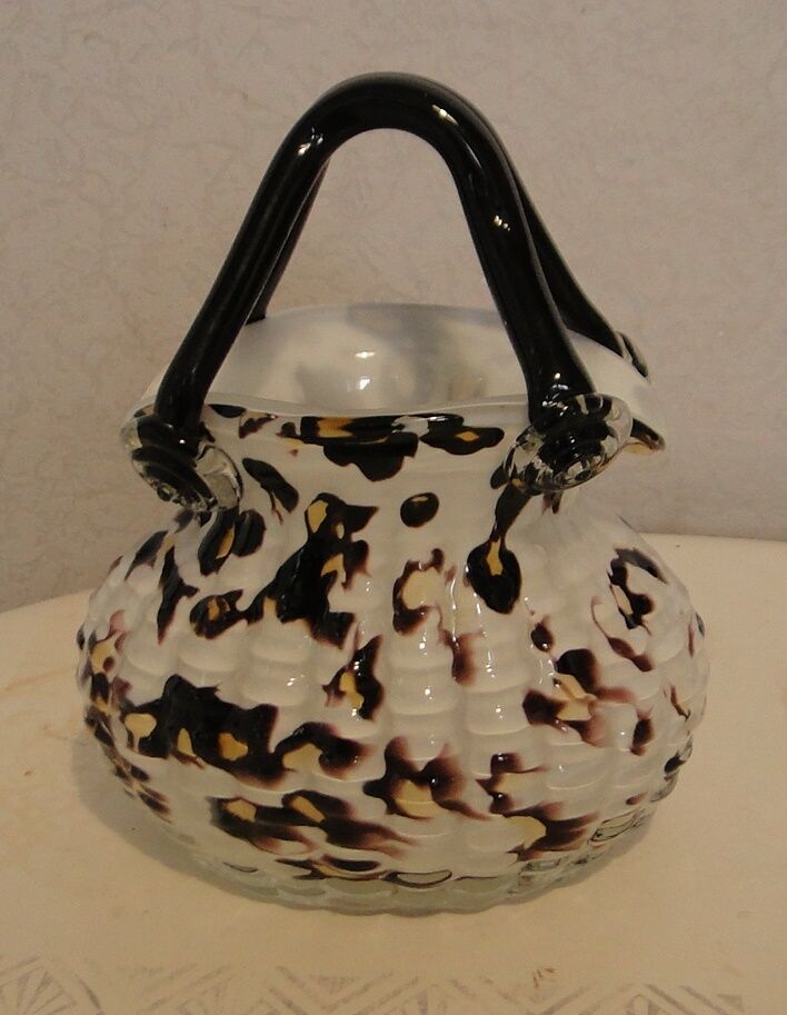 handbag basket vase hand blown Murano glass
