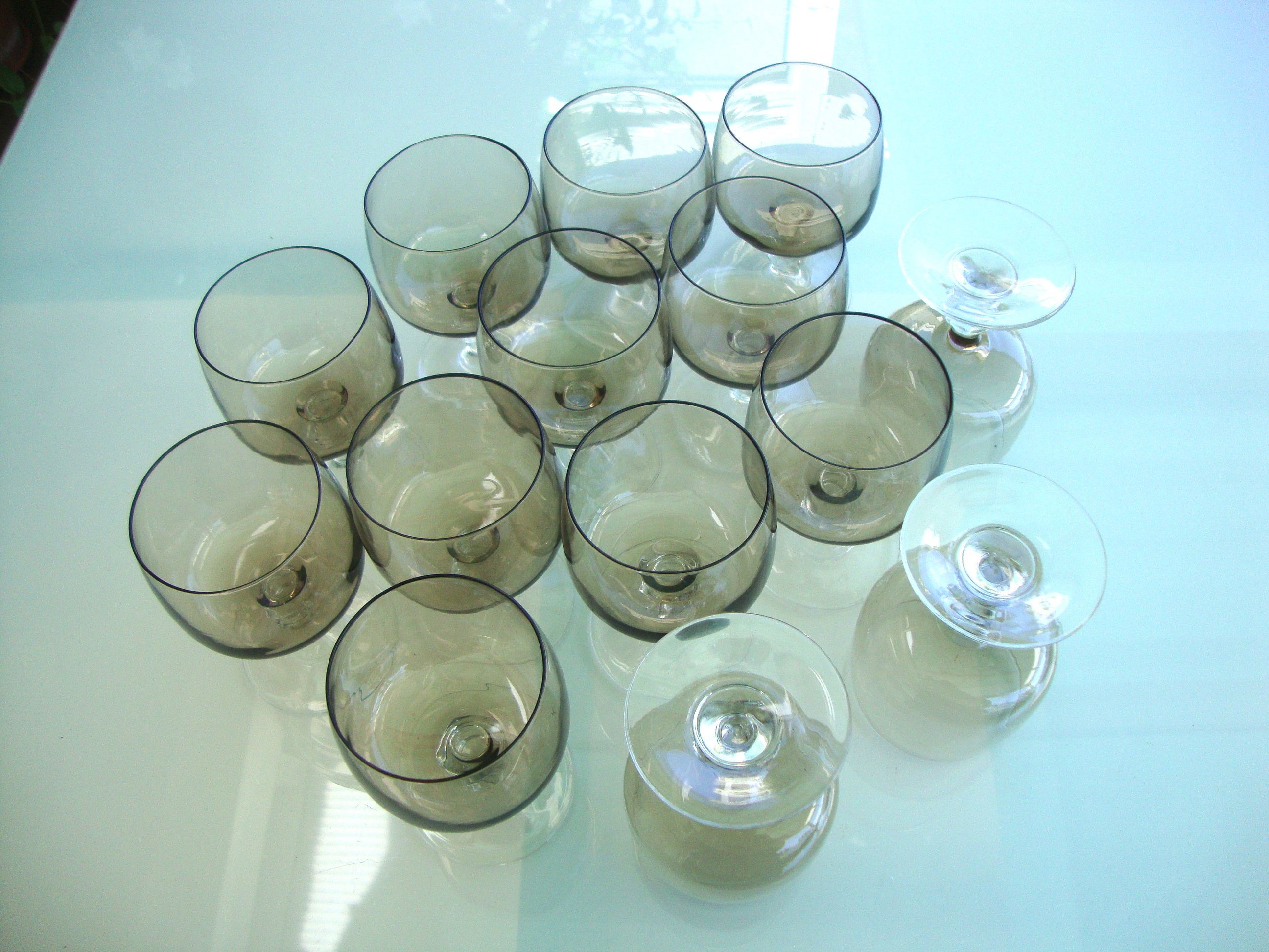 Series of 14 crystalline wine glasses