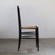 Ensemble vintage de 8 chaises de salle à manger en papercord noir italien, siège tissé, années 1950.