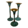 Set of candlesticks with green patina and brass Memphis