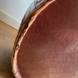 Pouf en cuir sculpté Maya par Angel Pazmino, équateur, 1960