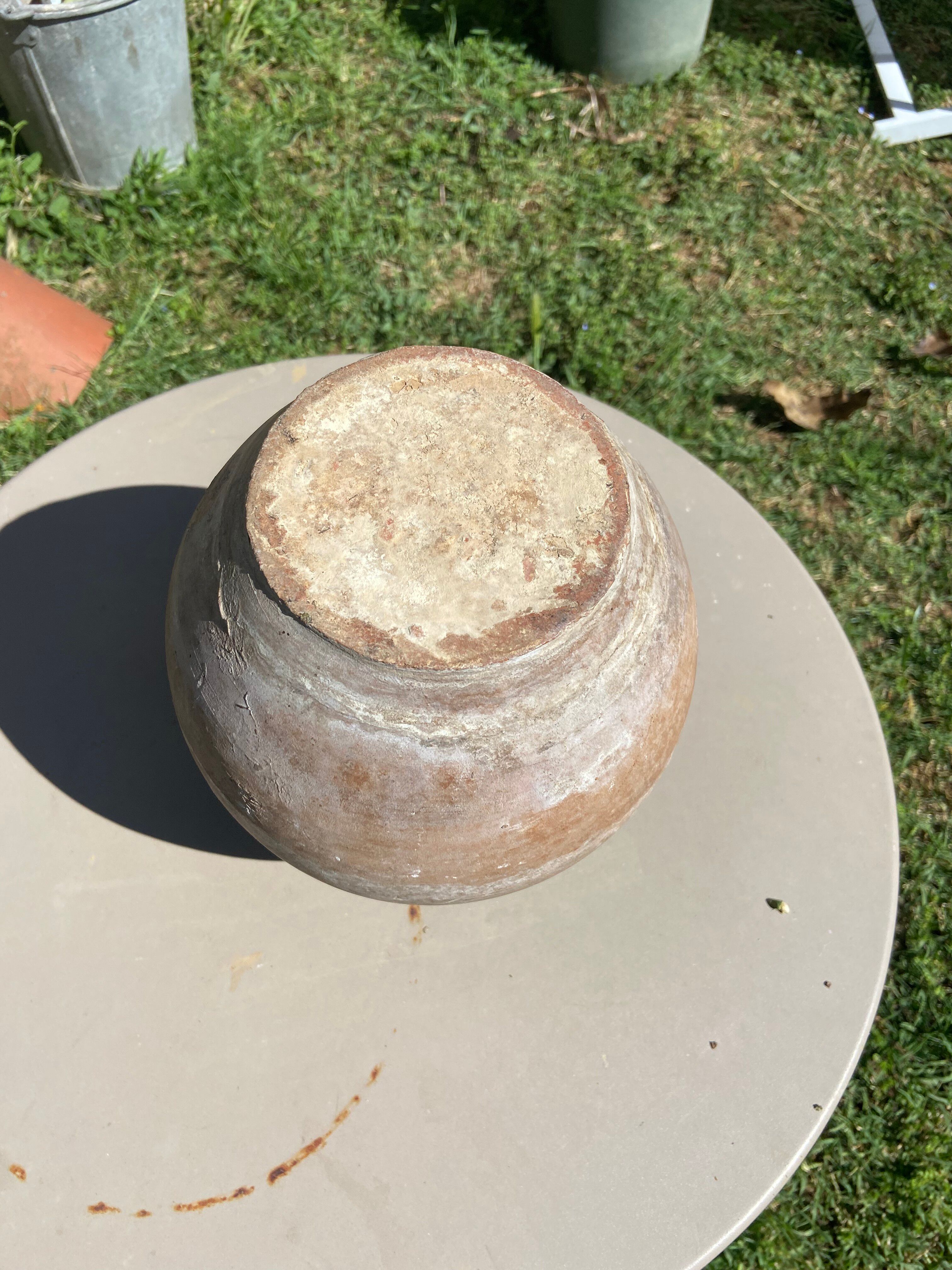 Vintage green glazed terracotta pot – rustic Provence spirit