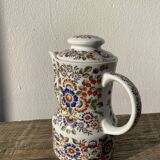 White hand-painted porcelain teapot with flowers Poland 1970s