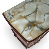 Commode en placage de palissandre avec plateau en onyx vert