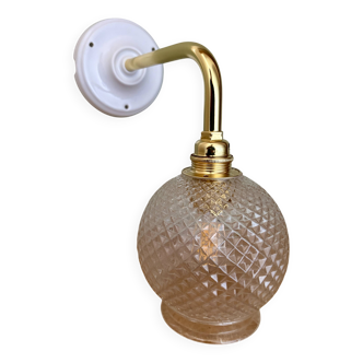 Vintage glass globe angled wall light