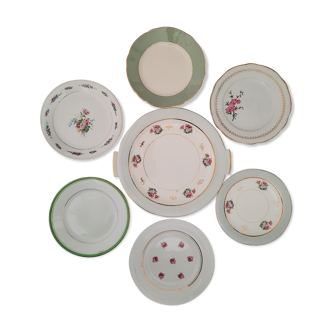 Cake service with mismatched plates
