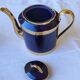 Limoges porcelain coffee service - Egle - Oven blue and gold -
