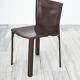 Set of 5 dark brown leather dining chairs