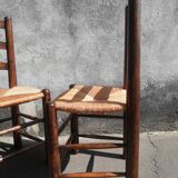 Pair of mulched brutalist chairs and wood