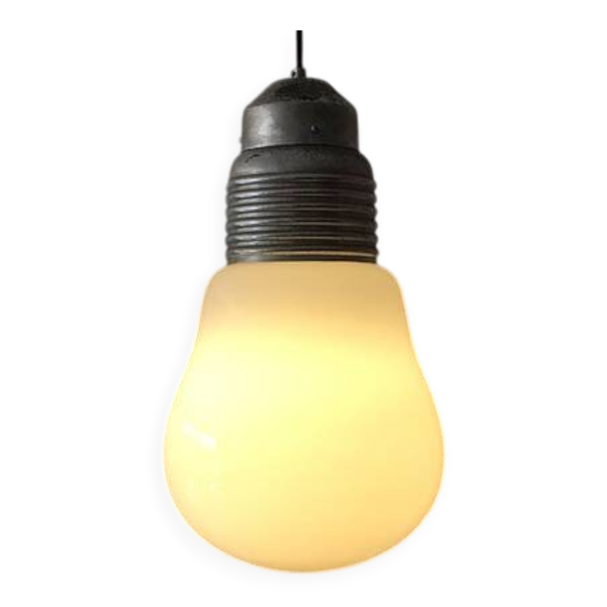 Opaline "Big Bulb" Suspension lamp, Italy 1950s