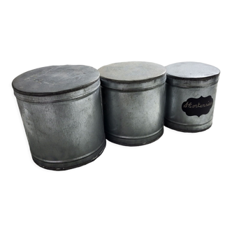Set of 3 zinc boxes with lids