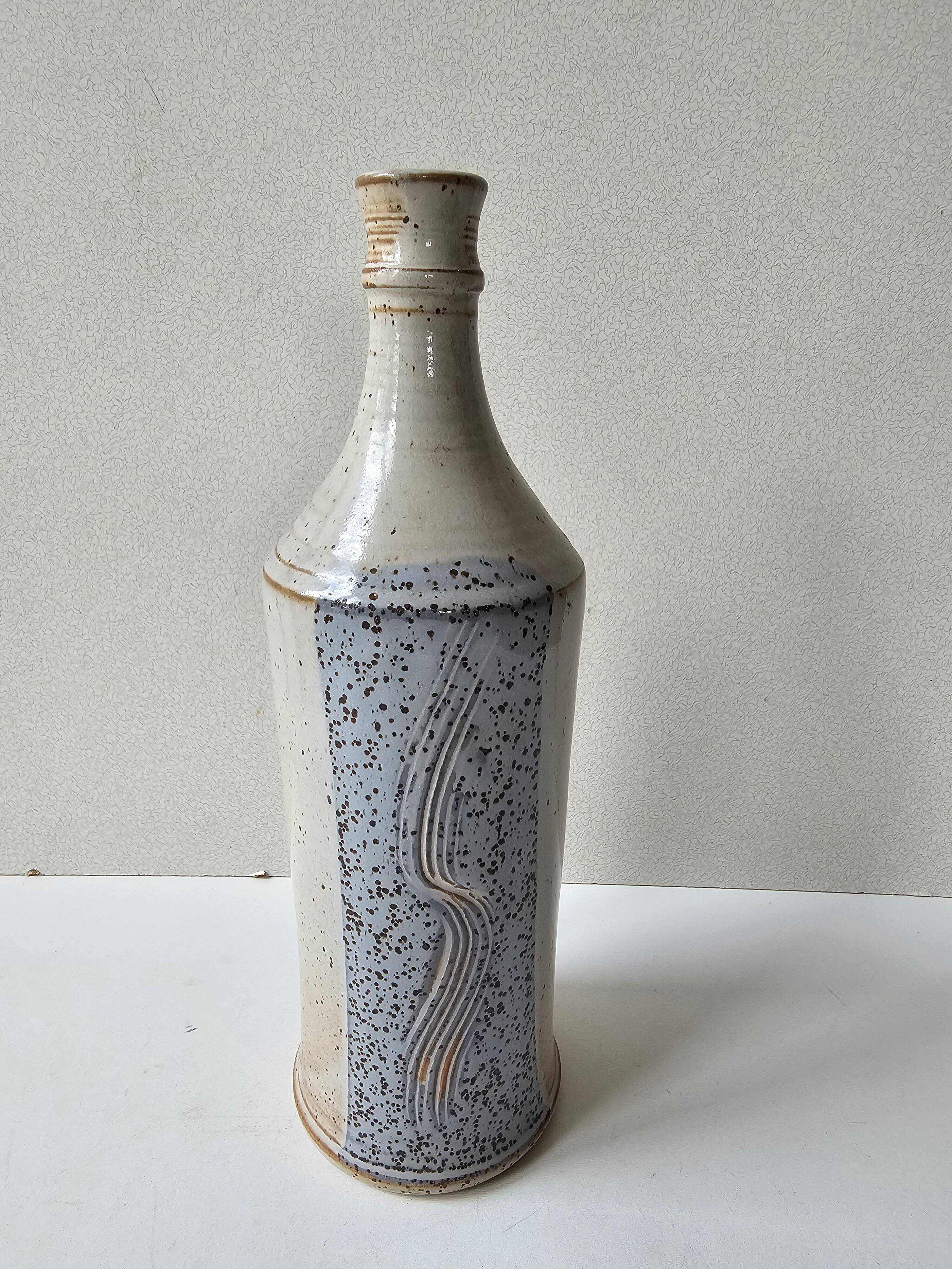 Ceramic soliflore vase bottle signed C. Dangon (Salins)