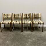 Set of 4 Teak Danish Dining Chairs with Original Fabric, 1970s