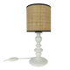 White turned wooden lamp, rattan shade, 1960s.
