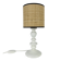 White turned wooden lamp, rattan shade, 1960s.