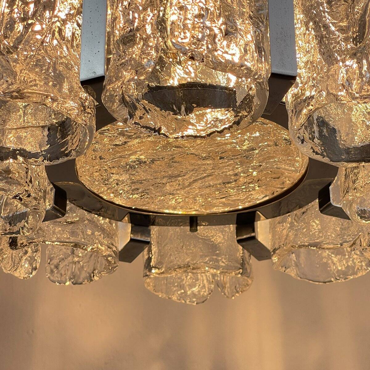 Vintage Ice Murano Chandelier by AV Mazzega, Italy, 1970s