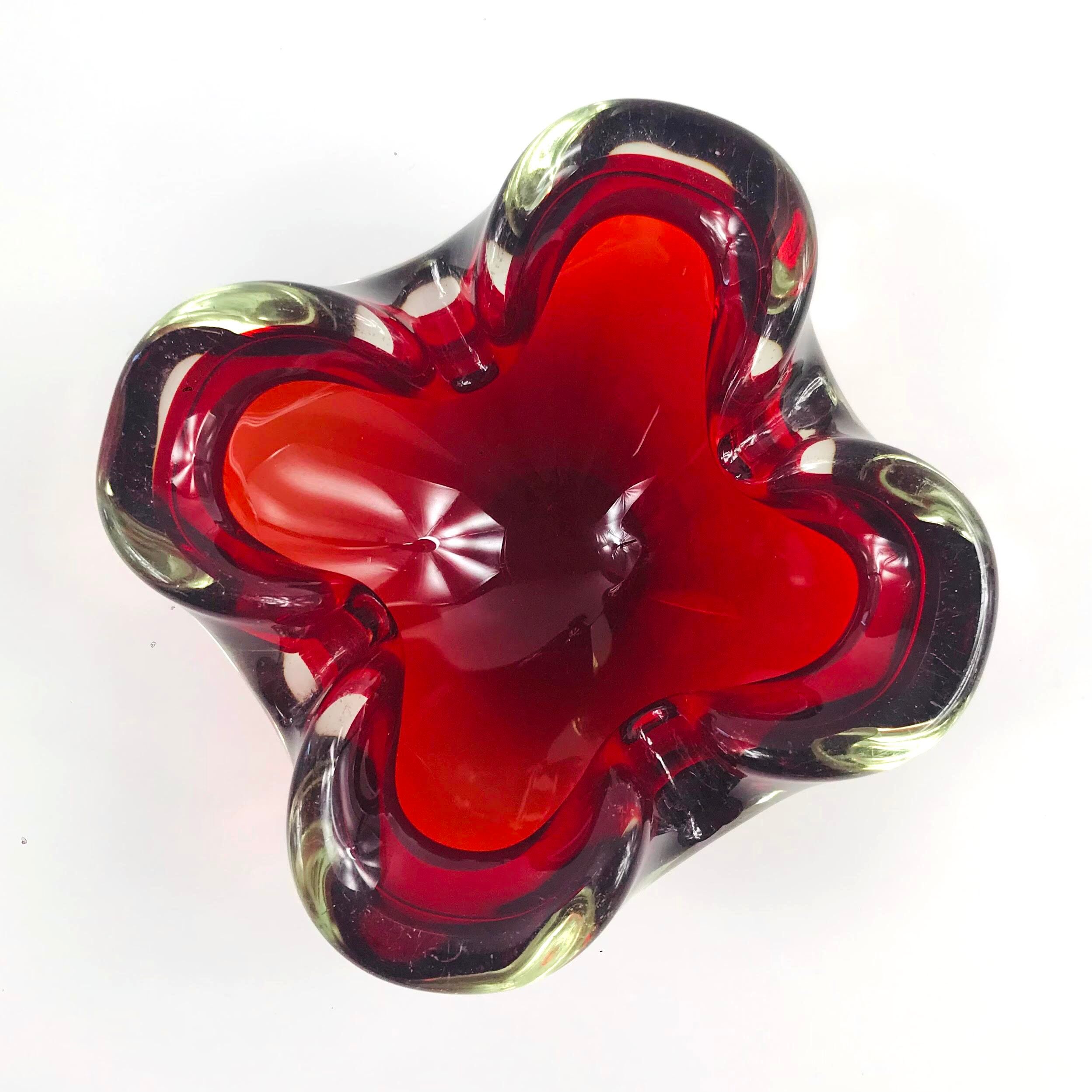 Sommerso Murano glass ashtray, 1960s
