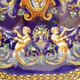 Melonniere faience Gien Renaissance decor blue background