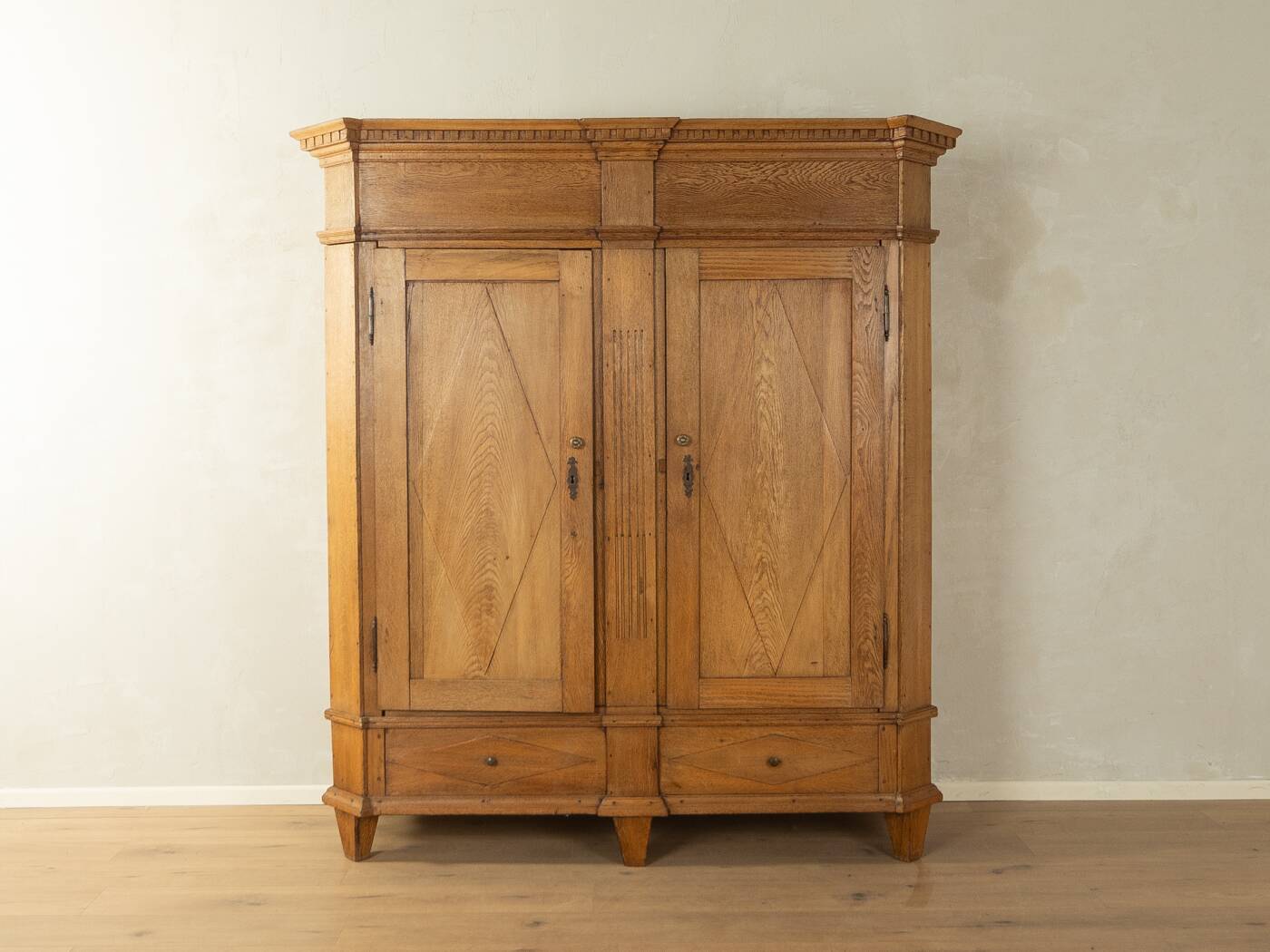 Classicist wardrobe from around 1840, solid oak, Austria