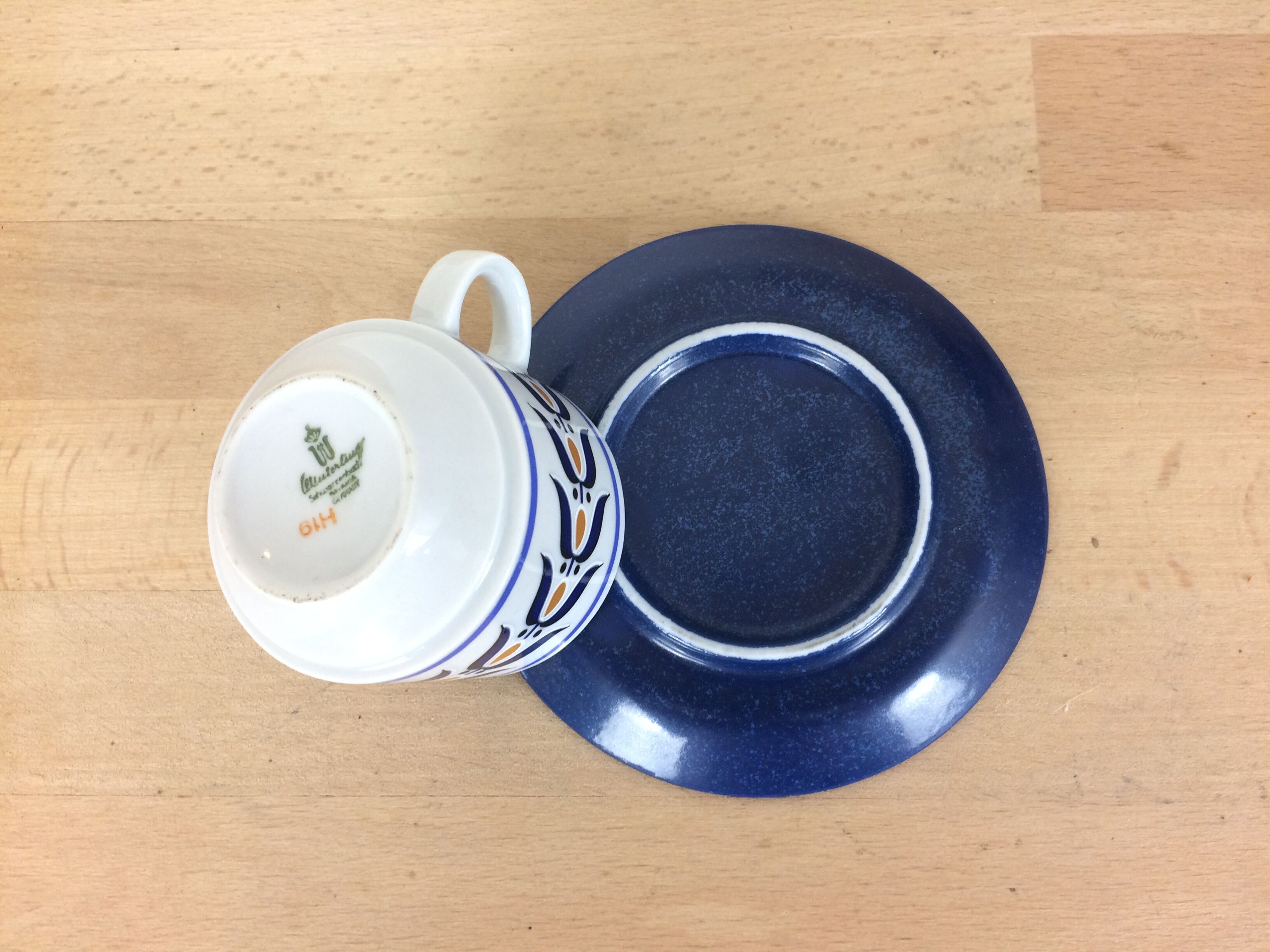 Service à thé/café 8 tasses bleu, théière, sucrier, porcelaine de Winterling