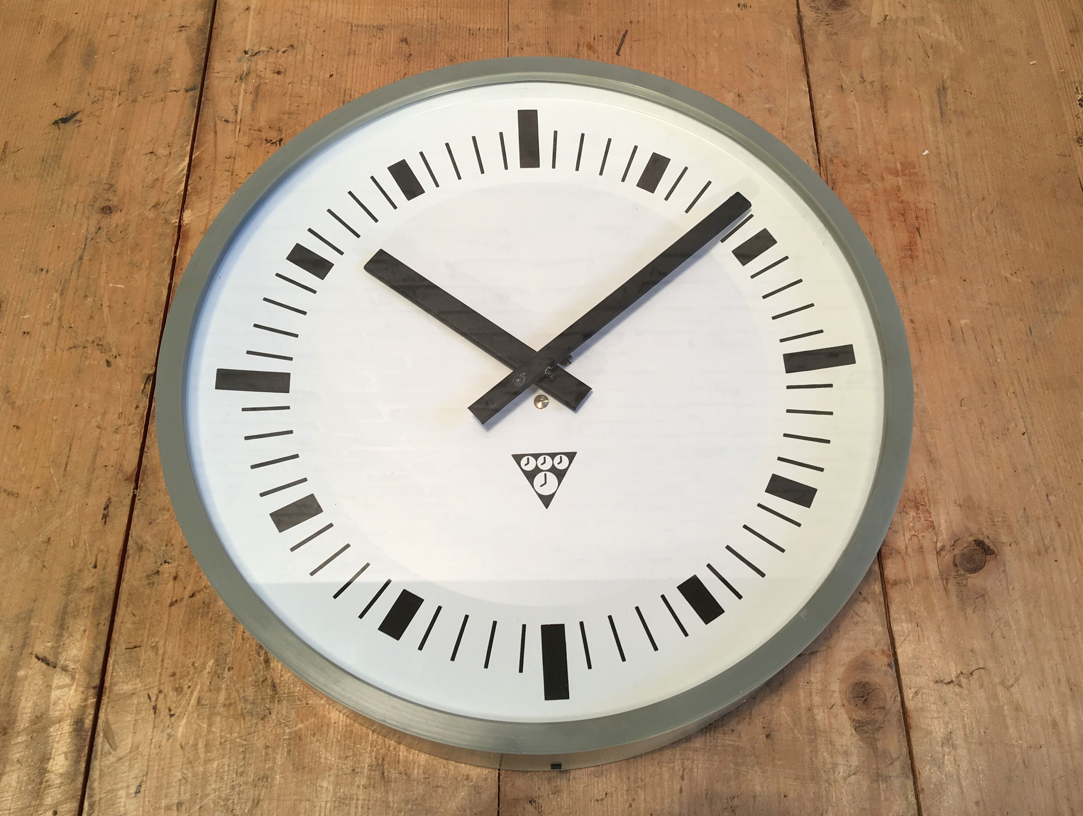 Dark Grey Industrial Bakelite Wall Clock From Pragotron, 1970s