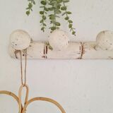 White patina wooden coat rack