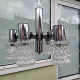 Vintage ceiling lamp in chrome plated and glass cut from targetti 1970 - 6 lamps
