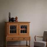 20th-century solid oak display cabinet with a glass front, by a Danish cabinetmaker.