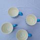 Set of 4 large ceramic mugs with a bird pattern - retro style
