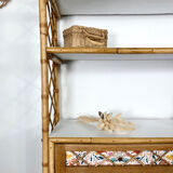 Vintage rattan bookcase shelf