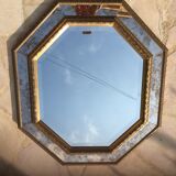 Antique mirror in gilded wood with beveled octagonal shape 72 x 63 cm
