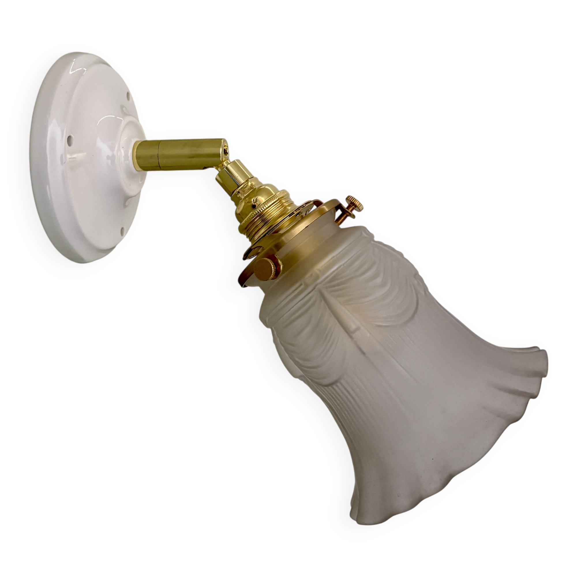 Vintage frosted glass tulip wall lamp