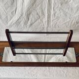 Art Deco wooden hat rack wall shelf with mirror