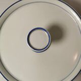 Cake tray / standing tray in white porcelain with elegant gold and blue edging