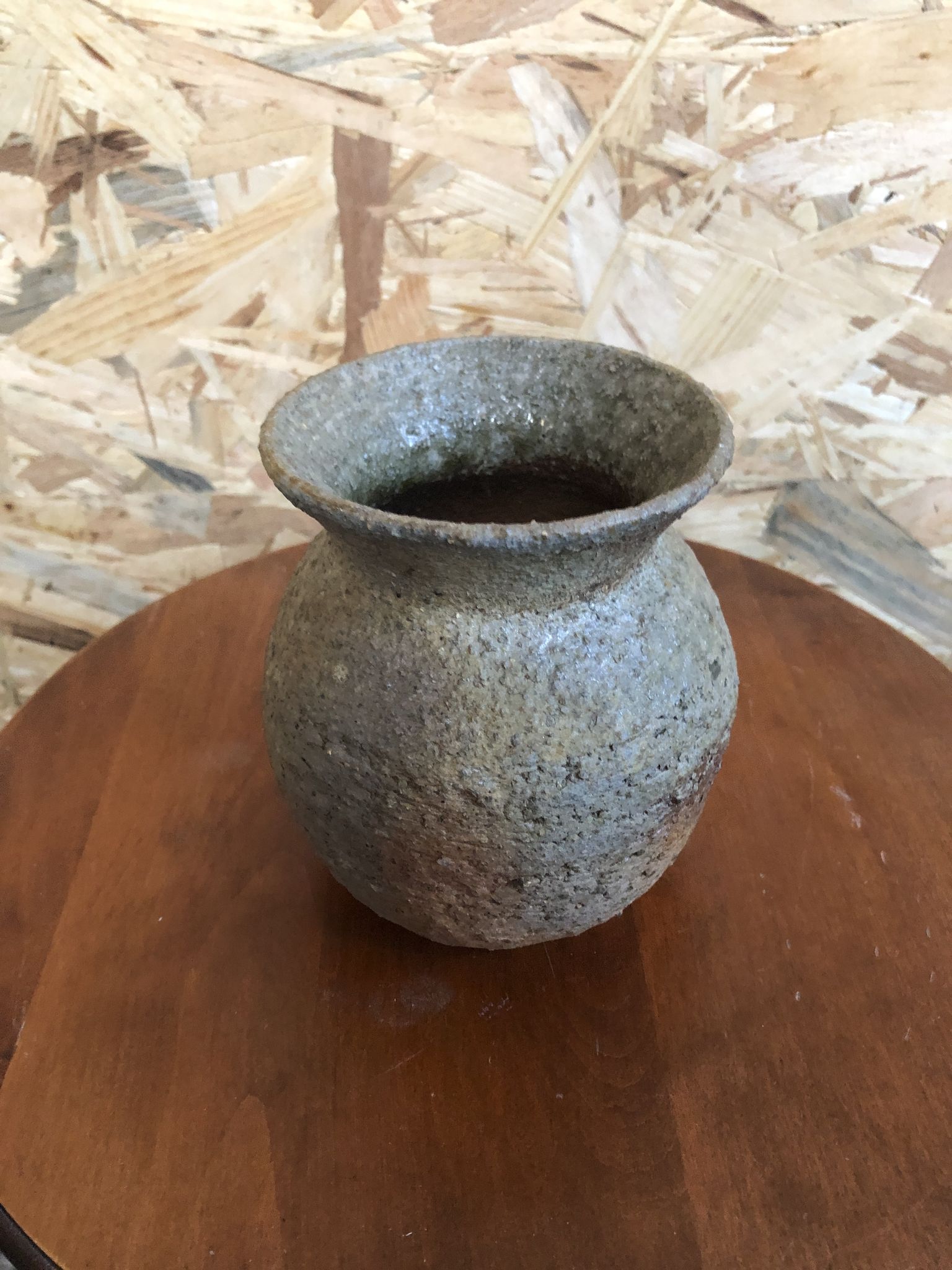 Ancien vase grès gris signé deco années 70 vintage