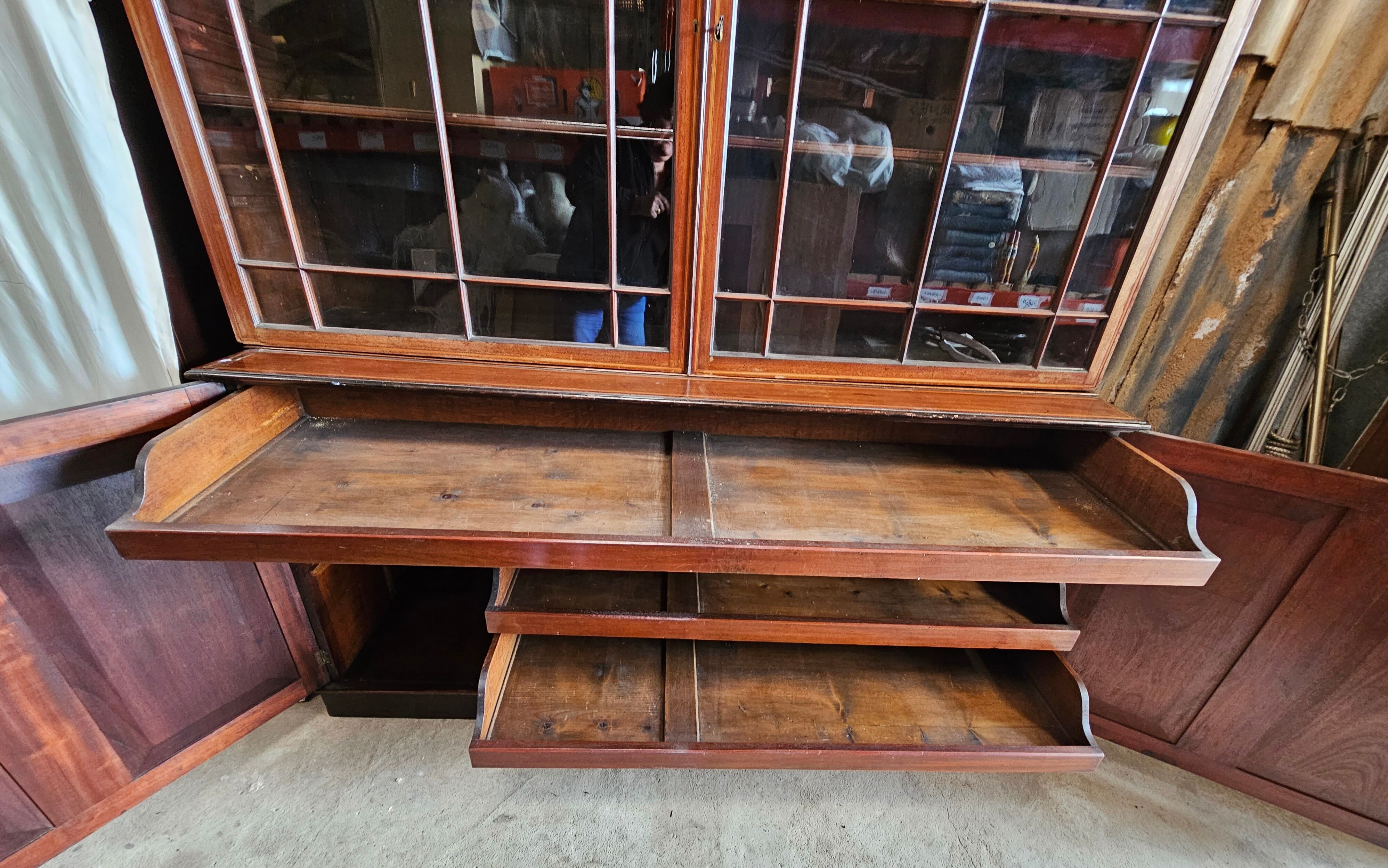 English mahogany bookcase with drawers