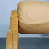 1970s Pair of Rare Oak Armchairs Upholstered in  Leatherette, Czechoslovaki