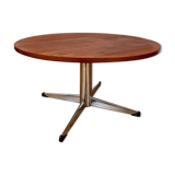 Round coffee table wood and metal, 70s