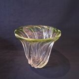 Val Saint Lambert Crystal 'Torsade' Vase in Gradient Apple Green