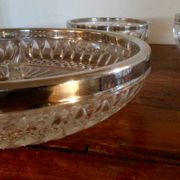 Dishes and ramekins chiseled glass and silver metal
