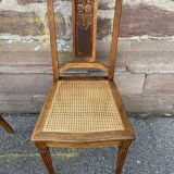 4 chaises noyer cannage Art déco 1930 motif floral French