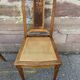 4 Art Deco walnut cane chairs 1930 French floral pattern