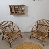 Vintage wicker basket armchairs