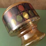 Amber colored glass globe from the 70s. mosaic patterns screen-printed in color