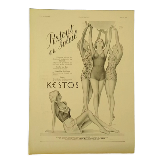 Women's fashion paper advertisement Kestos lingerie from revised year 1937