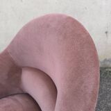 Pink velvet convertible armchair