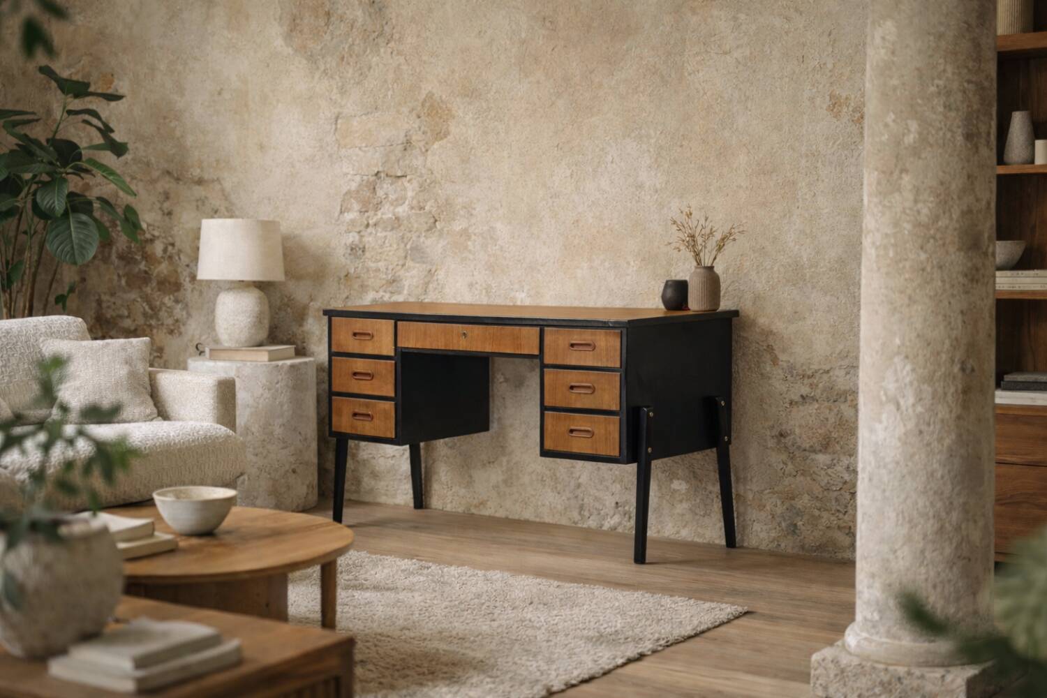 Vintage Mid-Century Swedish Modern Teak Desk, 1960s