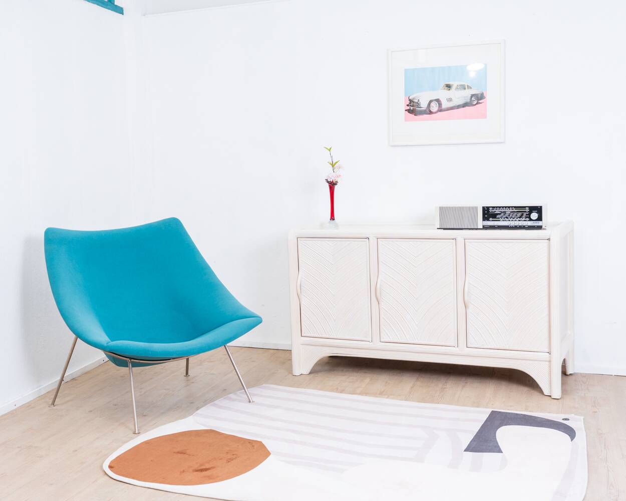 Enfilade Mid-Century Pencil Reed / en rotin, costal design des années 80.