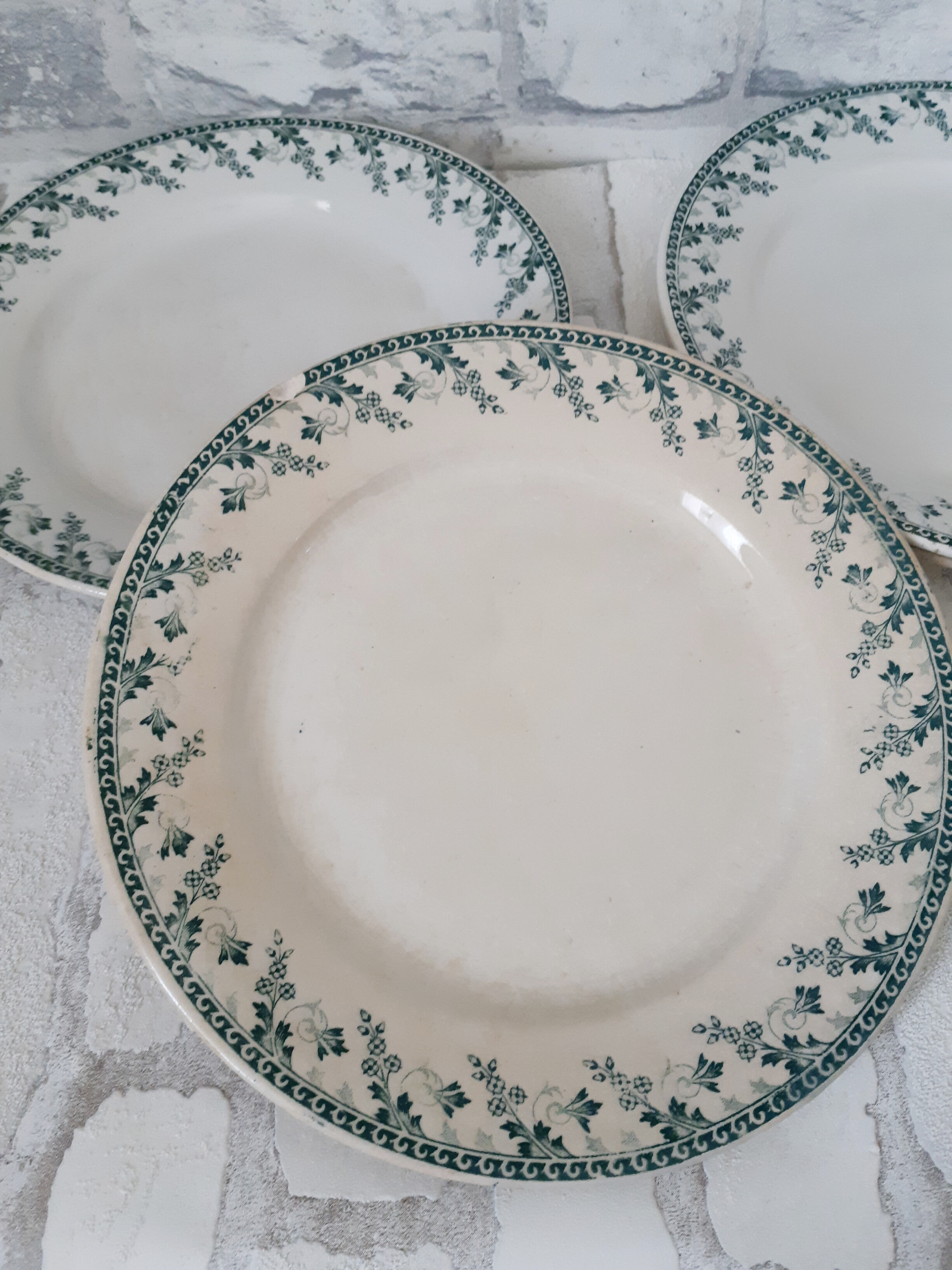 Assiettes plates en faïence de Gien , Montigny