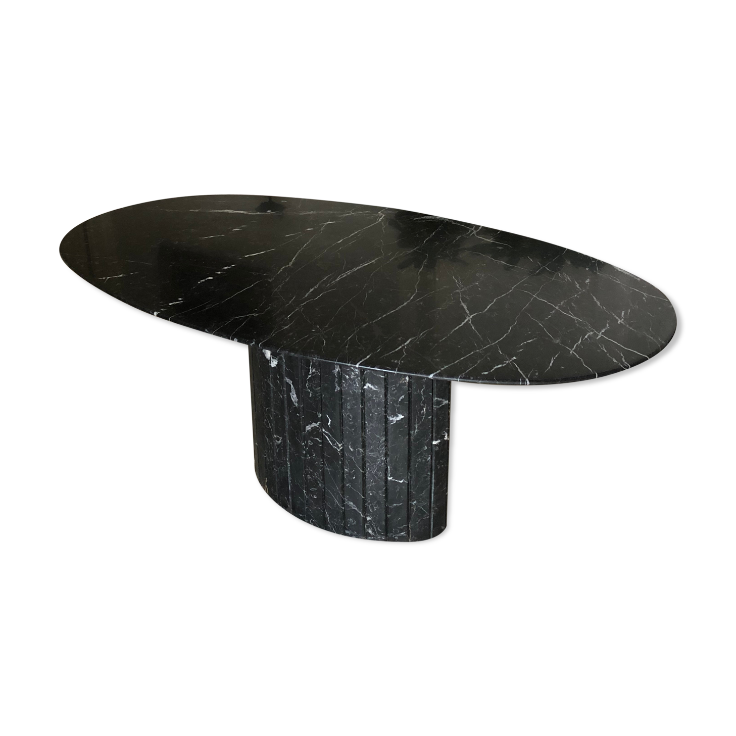Table à manger en marbre nero marquina 1970 vintage italie